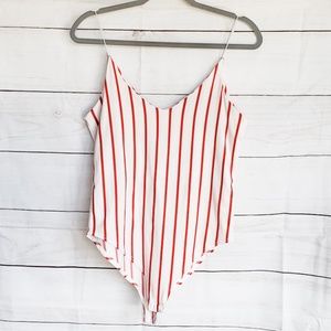 Gaze Red Stripe Bodysuit Large